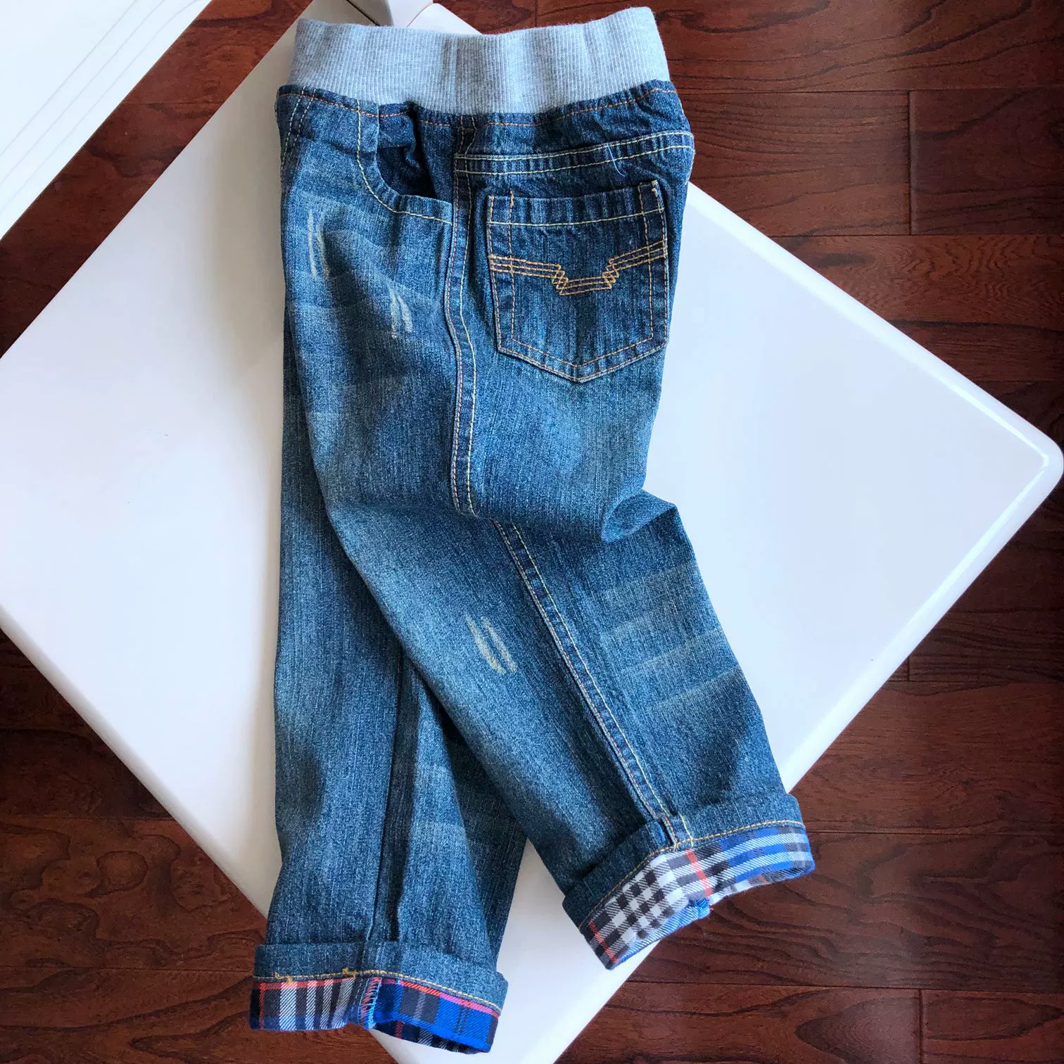 Mất giải phóng mặt bằng Xử lý Cotton Trẻ em Quần jean Bé trai Quần thường-6.11 - Quần jean