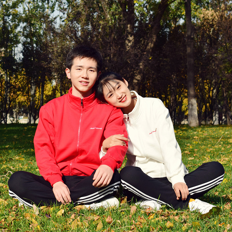 Thick Feret Vertical Lieue Couple Couple Sweater Red White