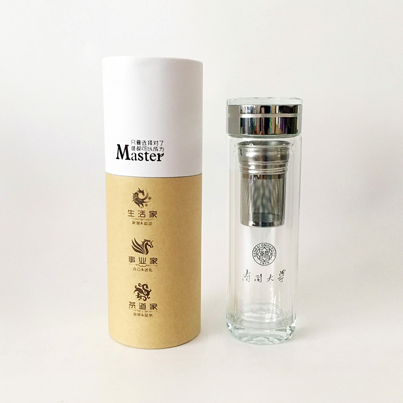 Fuguang double - layer diamond crystal glass 304 stainless steel tea leaf tea separate insulation cup to make tea