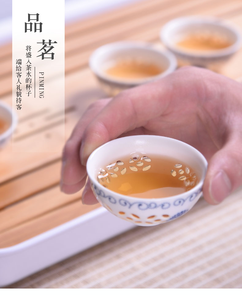 Ronkin hollow out exquisite kung fu tea set ceramic plastic saucer tea table of a complete set of simple little tea tray package