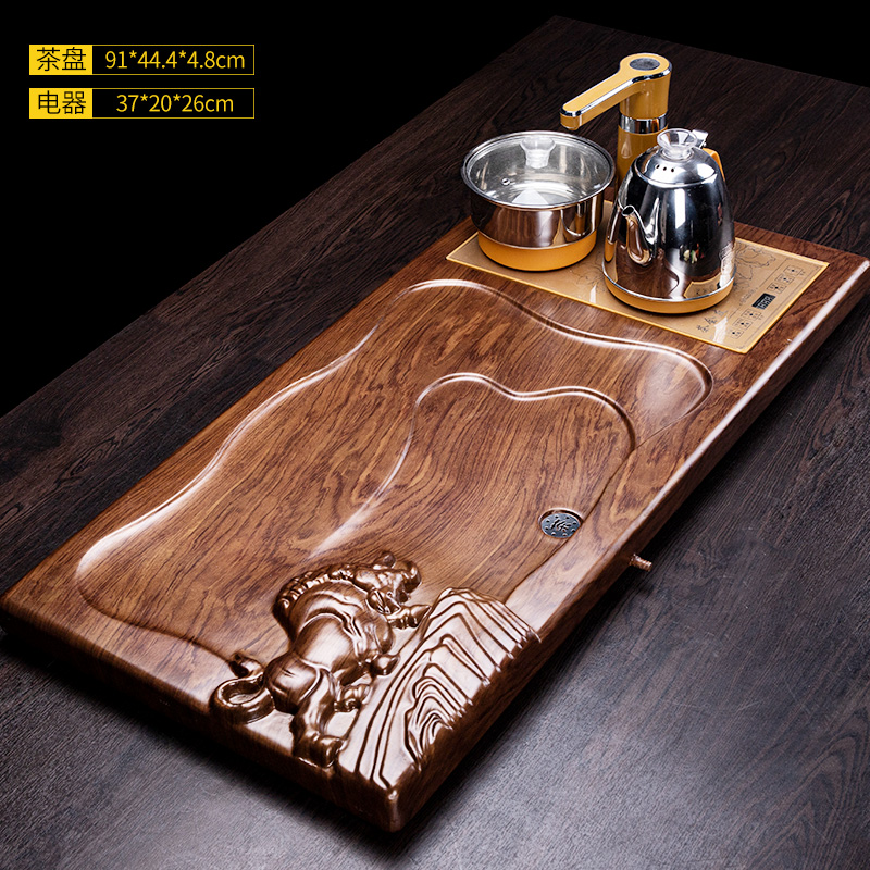 Ronkin kung fu tea sets solid wood tea tray was home contracted ceramic cups electric magnetic furnace tea tea taking