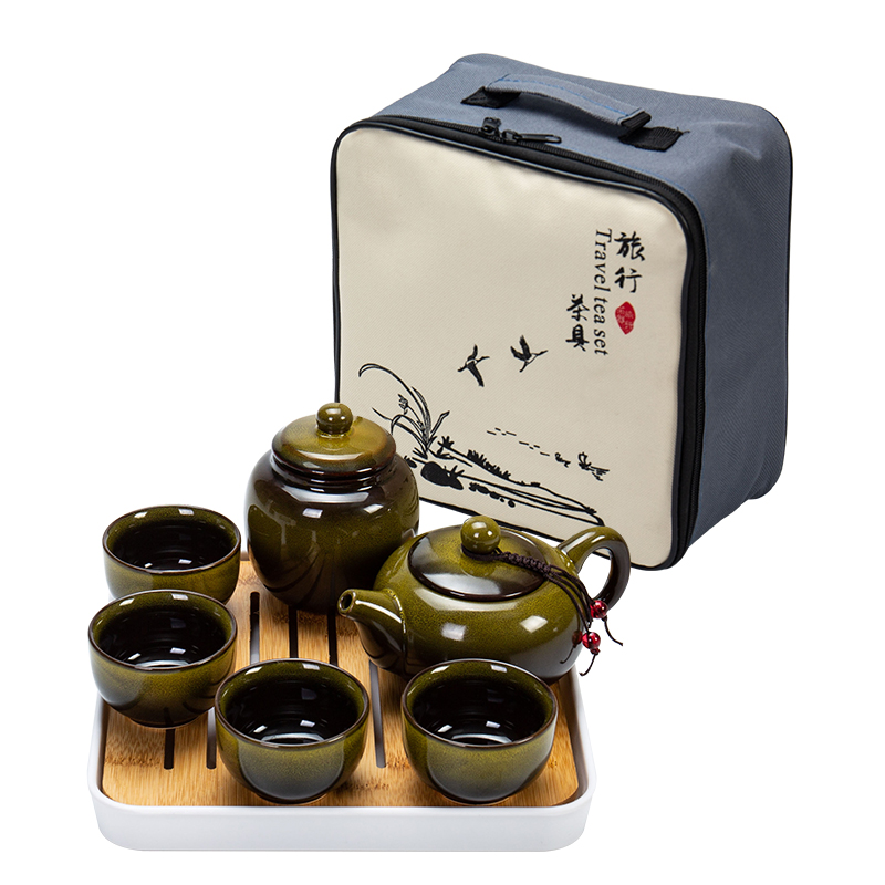 Ronkin vehicle travel kung fu tea cup teapot ceramic tea set suit portable BaoHu outside a pot of four cups