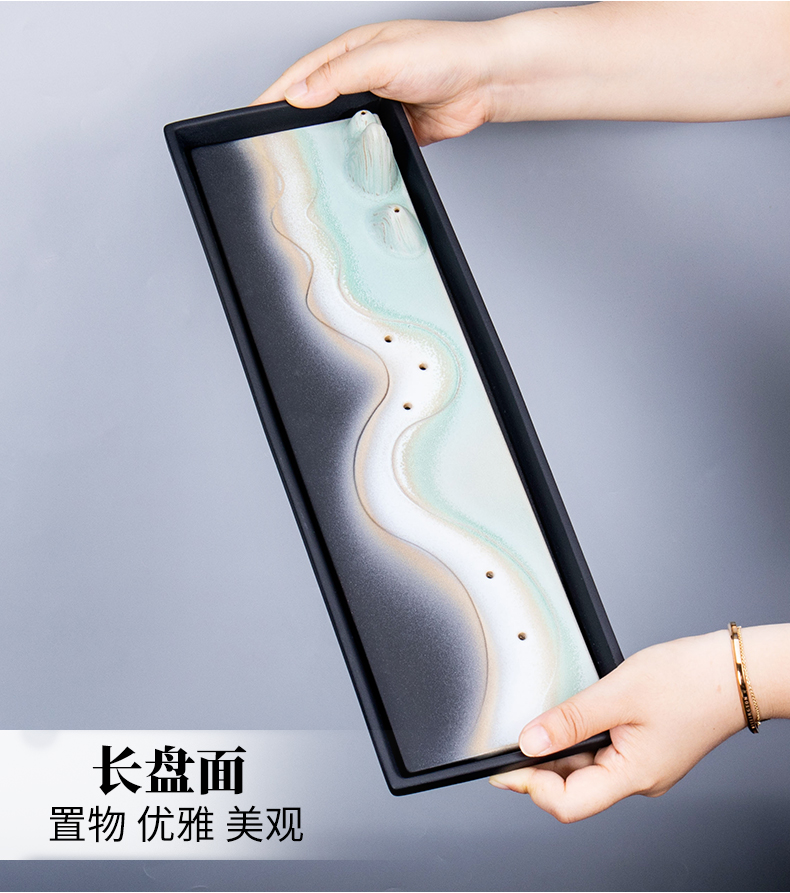 Ronkin coarse TaoGan creative mercifully plate of kung fu tea tray cups suit small blue sea quicksand tray tea accessories