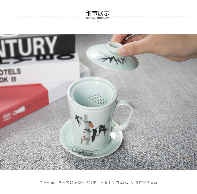 Cup of household ceramics ronkin office and meeting with cover filter glass tea set separate kung fu tea Cup