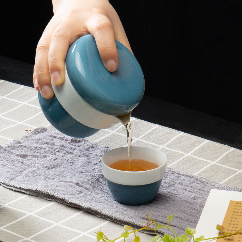 Ronkin travel tea set saving and work loading of a complete set of kung fu teapot ceramics have a pot of two cups