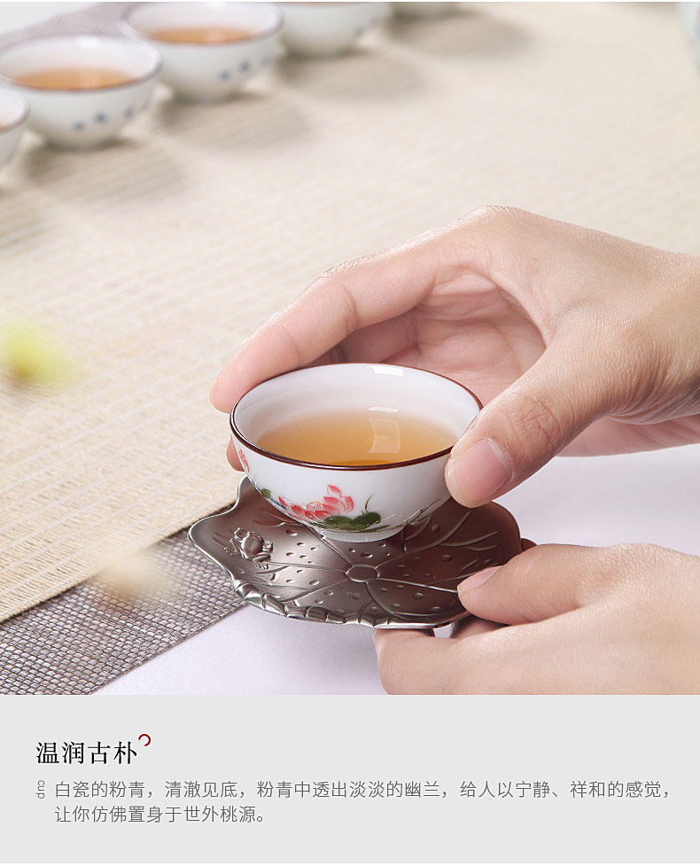 Ronkin white porcelain hand - made kung fu tea sets of household ceramic teapot teacup GaiWanCha way