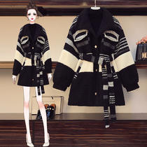 Large size womens clothing autumn and winter 2021 new thin loose cotton coat Western style fat sister 200 kg lamb wool coat