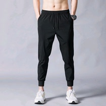 2021 new casual pants mens trend brand slim-fit small feet pants quick-drying nine-point trousers handsome all-match drawstring sports pants