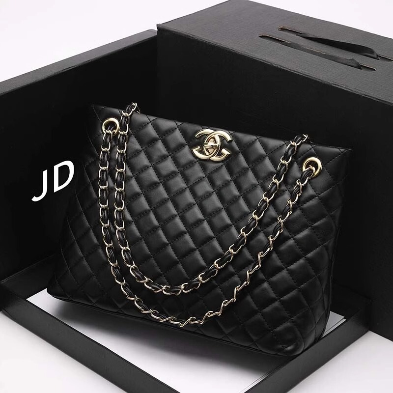 Luxury Brand Genuine Leather Quilted Large-Capacity Tote Bag, High-End Women's Chain Bag, Shoulder Bag, 2026 New Model