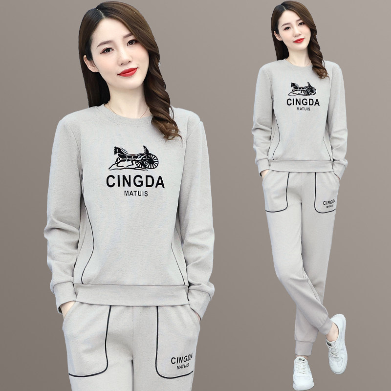 Sports Suit Women Spring Autumn 2022 New Summer Fashion Pure Cotton Early Autumn Brand Necropolis Red Casual Wear two sets