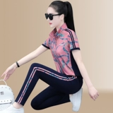 Летний модный спортивный костюм, шелковые тонкие штаны, комплект, короткий рукав