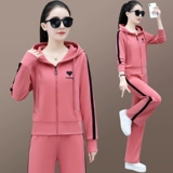 Спортивный костюм, комплект, осенняя дорожная толстовка с капюшоном для отдыха, осенний, в корейском стиле, для бега