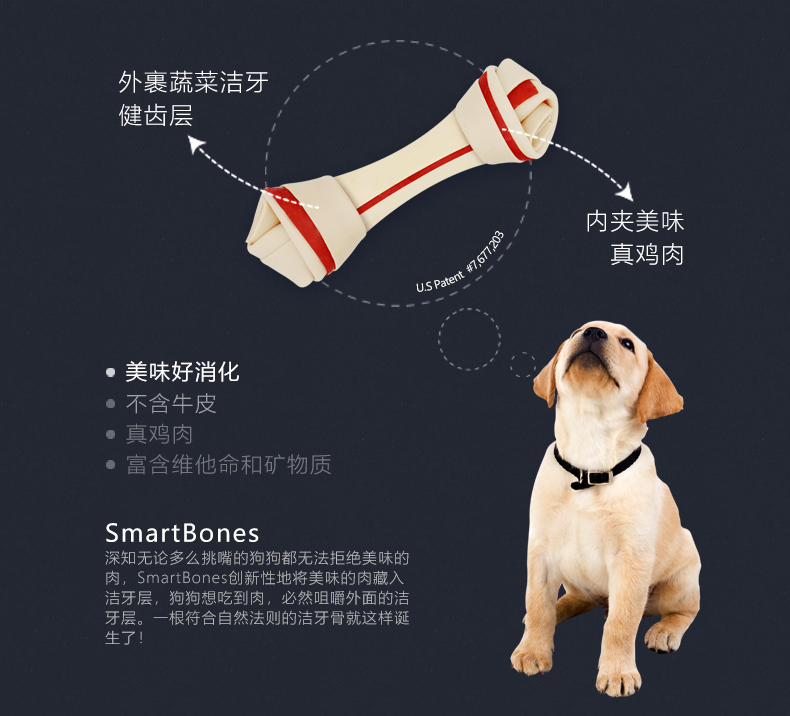 Smartbones dog mol mol đa hương vị xiên kẹo cao su snack con chó con quà tặng lớn túi chống cắn xương 12 - Đồ ăn vặt cho chó thức ăn cho chó pedigree