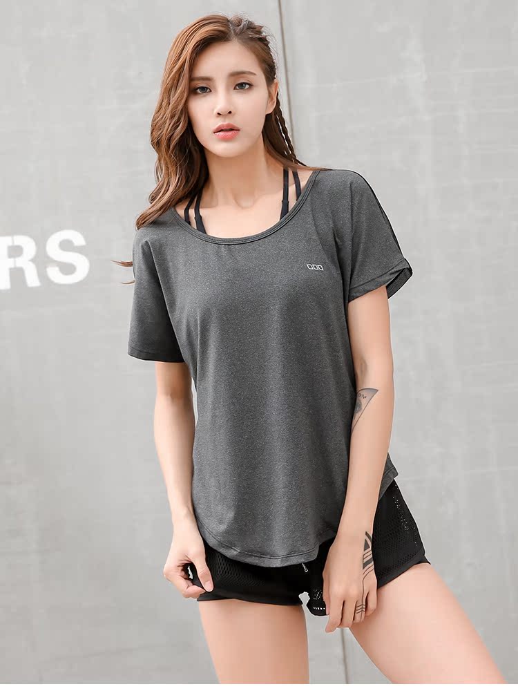 Quần áo thể thao mùa hè ngắn tay Áo thun thể thao nữ thời trang quần áo lưới mới khâu thoáng khí quần áo yoga giảm béo nhanh quần tập gym nữ lưng cao