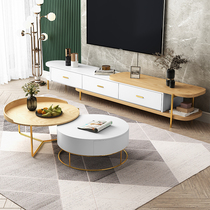  Nordic ins style light luxury coffee table TV cabinet combination living room household round coffee table table simple modern small apartment