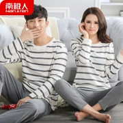 Nam Cực phiên bản Hàn Quốc của mùa thu và mùa đông đồ ngủ đôi cotton tay dài nam phục vụ nhà phù hợp với cotton kích thước lớn có thể được mặc bên ngoài phụ nữ