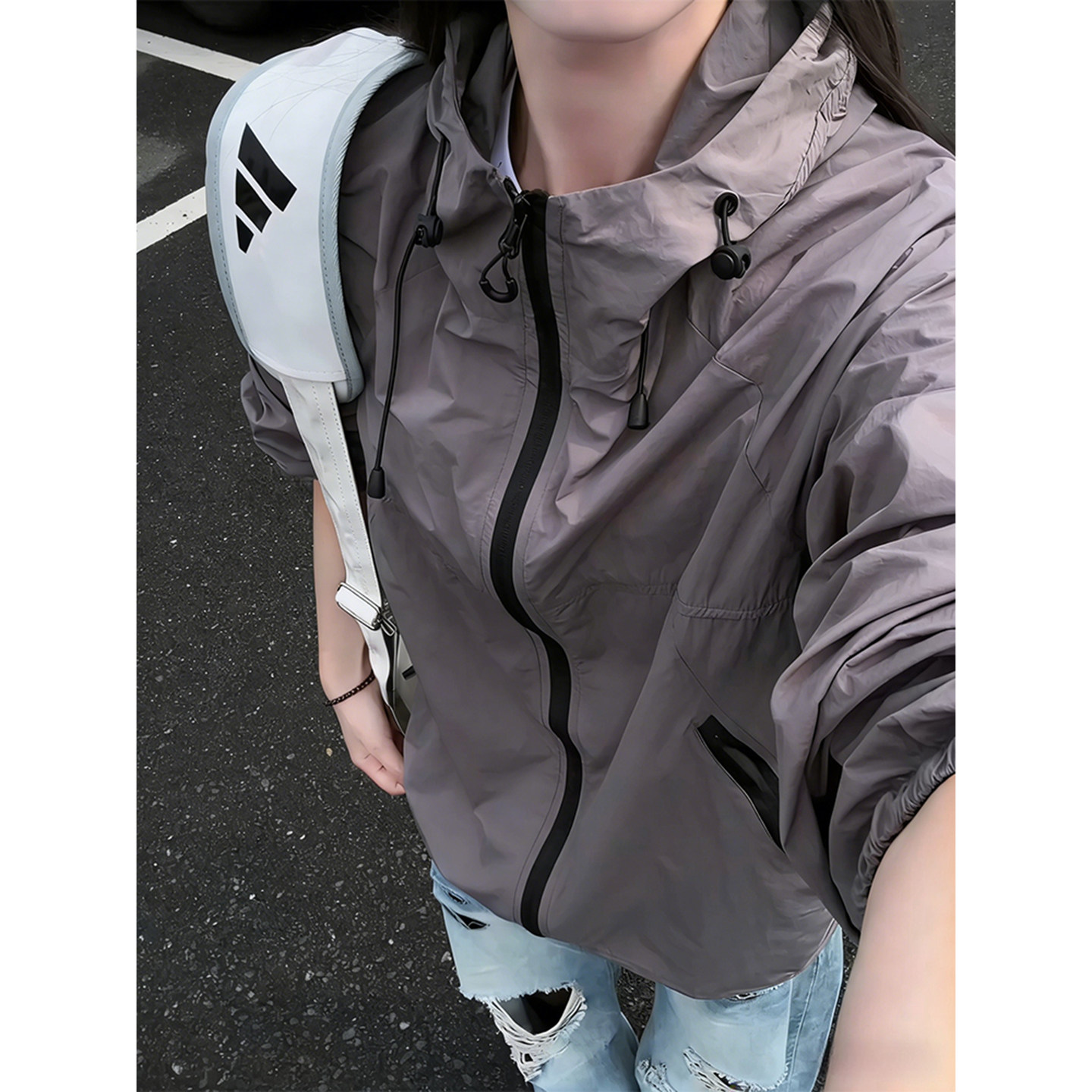 美式速干冲锋防晒衣男女夏季轻薄冰丝透气骑行防晒服户外钓鱼外套