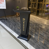 Black metal podium event speech host platform sales department reception reception welcome desk desk registration desk front desk