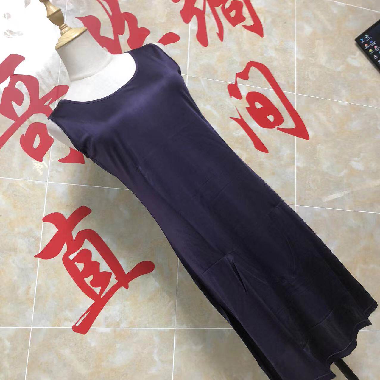 (Cocoon Breaking Action) Solid Color Knitted Silk Heavyweight Factory Silk Women's Tank Top Dress Purple K156 - Taobao