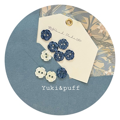 [Yuki&puff 雕刻天然贝壳花朵服装DIY贝壳纽扣10个价]