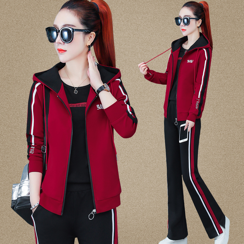 Broadlegged Pants Sports Suit Women 2022 Spring Autumn New Middle Ages Big Size Women's Clothing Casual Dancing Wear Clothing Three Sets