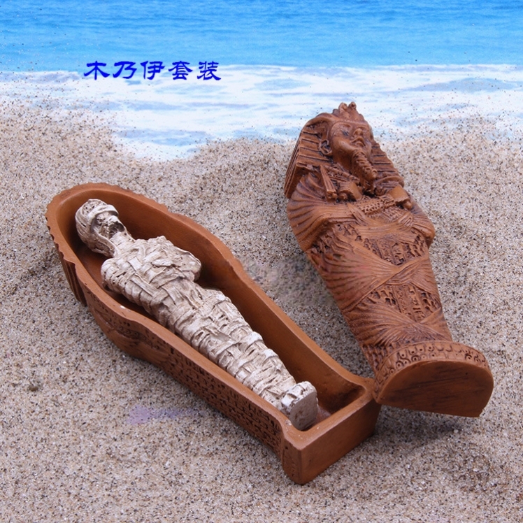Egyptian Resin Ornaments, Pharaoh Model, Sand-Filled Open Coffin, Archaeological Treasure, Mummy Decorative Souvenir