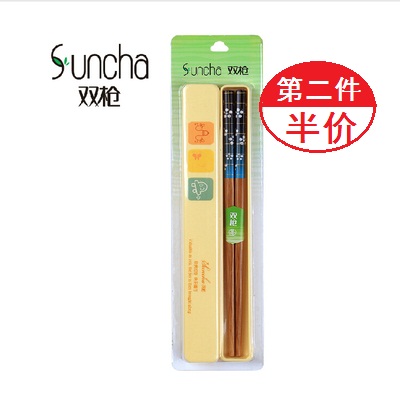 Second half price) Double gun Chopsticks Day Style Single Double Bamboo Chopsticks Subgroup Cartoon Style Portable Chopsticks Travel Chopsticks