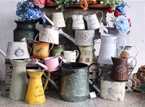 European style Tin Flower bucket retro iron bucket storage bucket ornament pastoral home accessories retro iron dry flower bucket