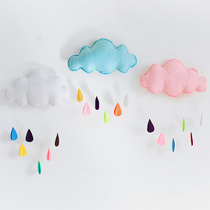 Childrens tent home decoration handmade clouds raindrops non-woven fabric wall stickers New year pendant decoration photography props