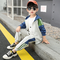 Boys autumn suit 2021 new foreign-style children Spring and Autumn big Children leisure clothes student sports two-piece set