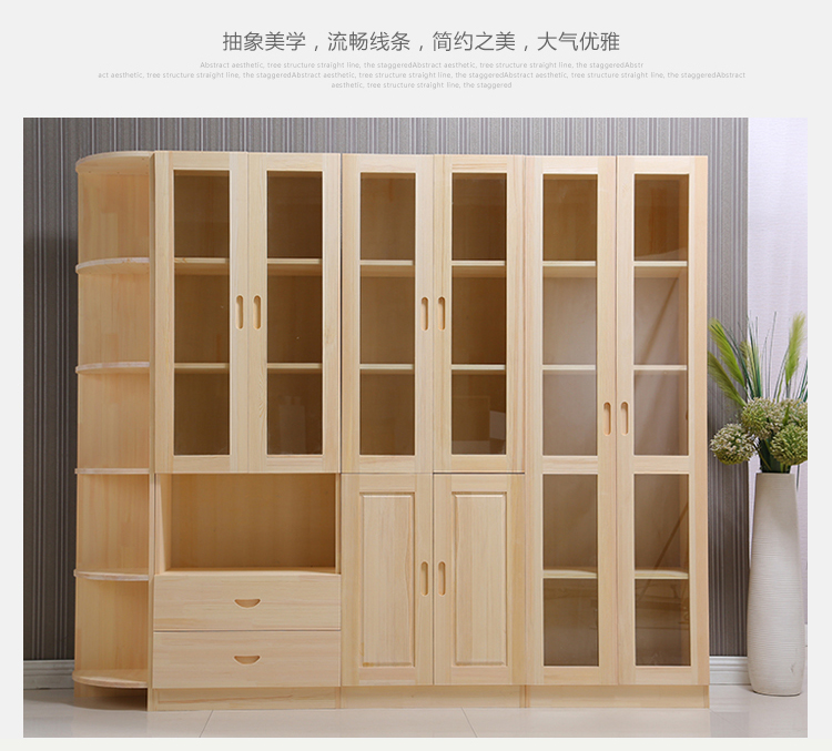 Rắn kệ gỗ kệ sách kết hợp lưu trữ kính cửa thông tủ sách cuốn sách tủ cho trẻ em với cửa ra vào tập tin tủ trưng bày - Buồng tủ gỗ 4 cánh