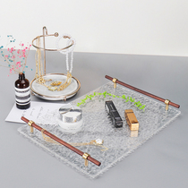 Light luxury acrylic transparent square tray cosmetics jewelry storage tray hotel model room desktop jewelry ornaments