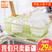 Xinjiang Ge Department Store multi-function storage rack drain plastic cupboard rack dishes drip storage rack tableware whole