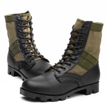 Mens and Womens Special Forces Combat Boots Panama Army Green Top Genuine Leather Boots Outdoor Desert Boots Molded Shoes Spring and Autumn
