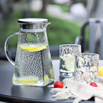Household glass high temperature resistant heating cold kettle set super large capacity hammer pattern square heat resistant cold white water bottle