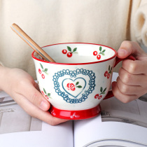 Japanese mug simple male and female students creative ins Wind Cherry trend personality ceramic mark big belly water Cup