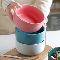 Korean single student tableware household rice bowl Japanese Nordic large soup bowl ceramic noodle bowl fruit salad bowl