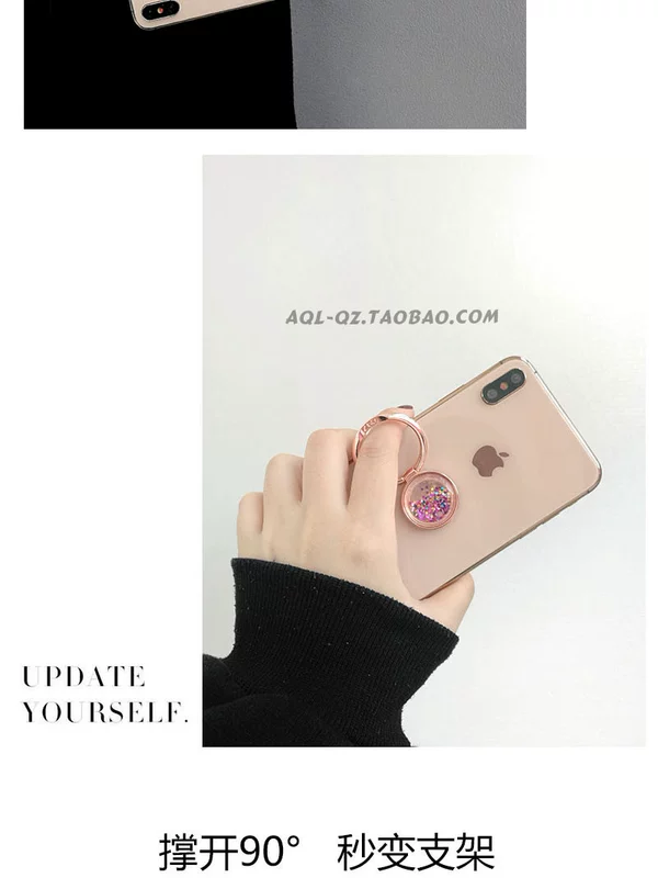 Net red girl iphone xs max rose gold quicksand điện thoại di động hỗ trợ vòng khóa điện thoại di động khung kim loại - Phụ kiện điện thoại di động ốp lưng samsung a12