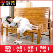 Folding bed sofa bed dual-use household single bamboo bed double nap office lunch break solid wood modern simple bed