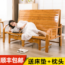 Sofa bed foldable single 1 2 m home hard board double nap lunch break bamboo bed dual use simple folding bed