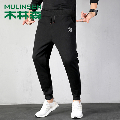 木林森加绒加厚男士冬季松紧裤运动裤