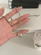 Ожерелье 破碎的银心项炼女性可访问的豪华小众设计高端2023新热风格简单锁骨炼项炼