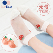 Childrens socks womens summer thin trendy ins Korea non-slip floor socks Summer ultra-thin cotton color socks