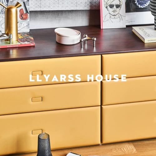 Llyarss/Bucket Cabinet/Итальянский минималистский/1,5 м/ультрафибрный кожа+лапша грецкого ореха/шесть шкафов/ZS