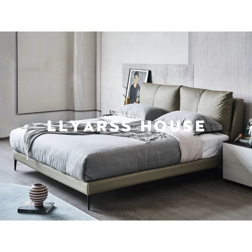 Llyarss lias/кожаная кровать/итальянский минималистский/2 метра*2 м.