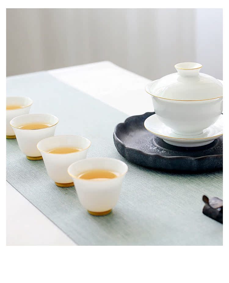 Household manual hand - made kung fu tea cup sample tea cup ceramic tea set, tea set master cup thin white porcelain