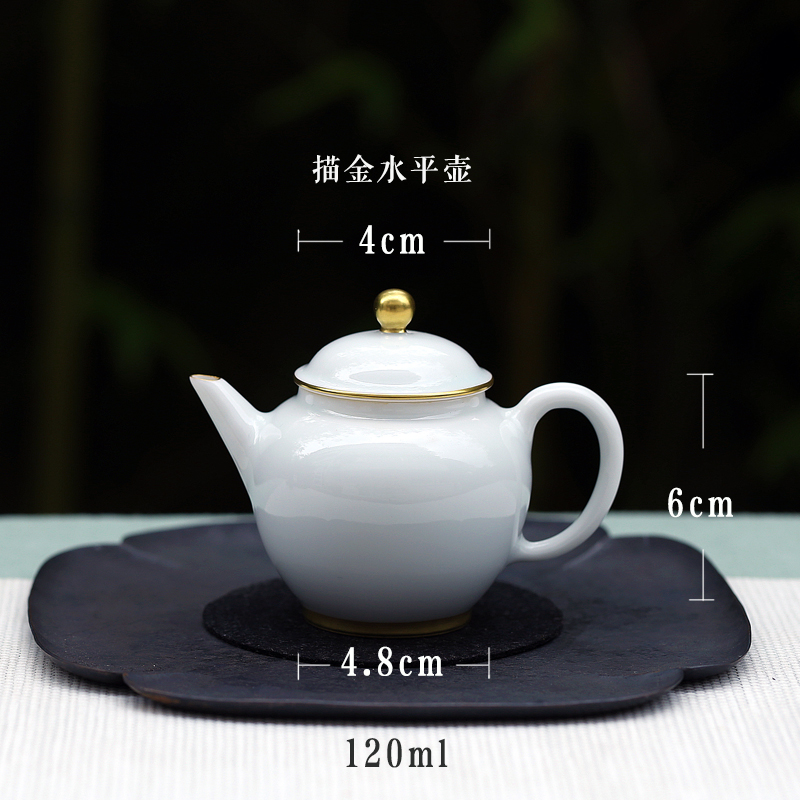 JingLan golden sweet white glazed see colour white porcelain palace tea ware ceramic teapot wind pot bearing suits for teapot tea sets