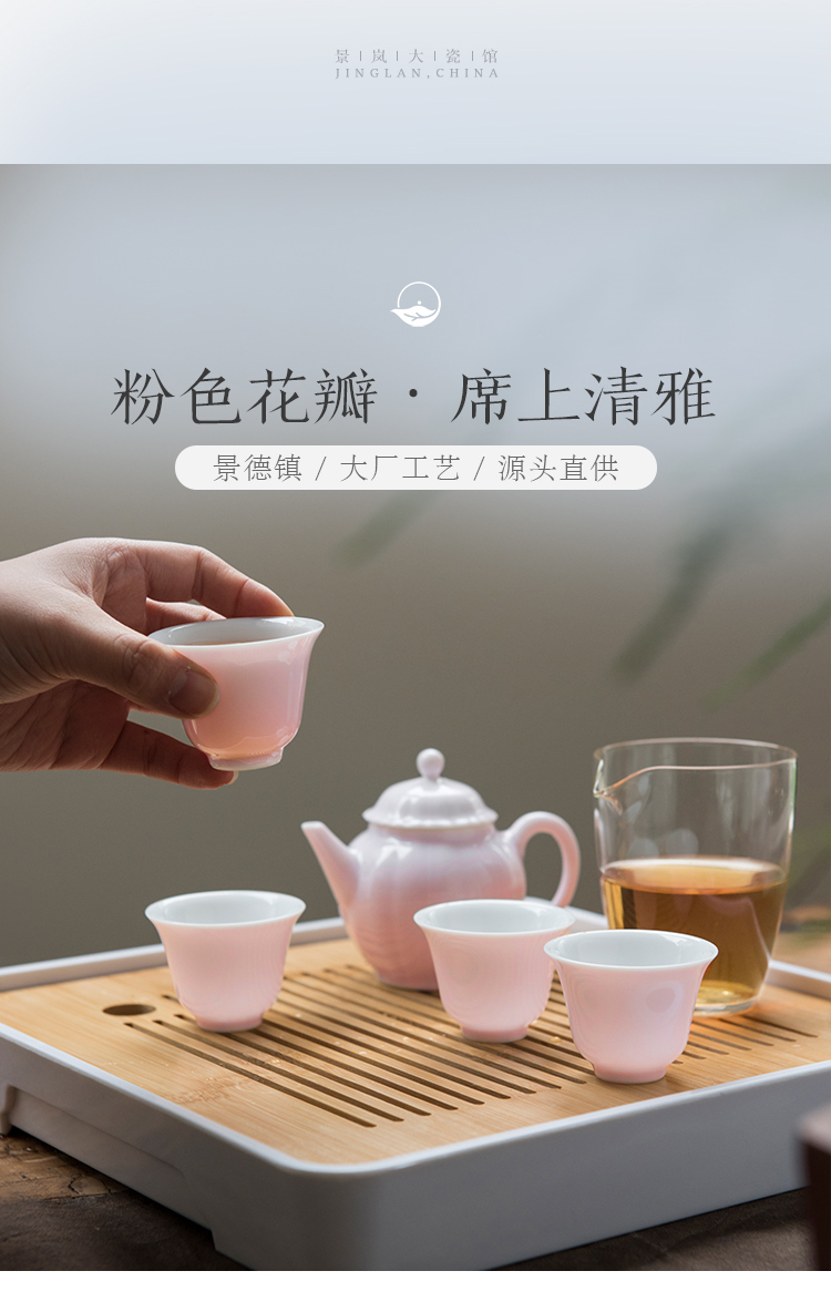 I and contracted jingdezhen ceramic tea set suit household Japanese dry wet amphibious tea tray teapot set of tea cups