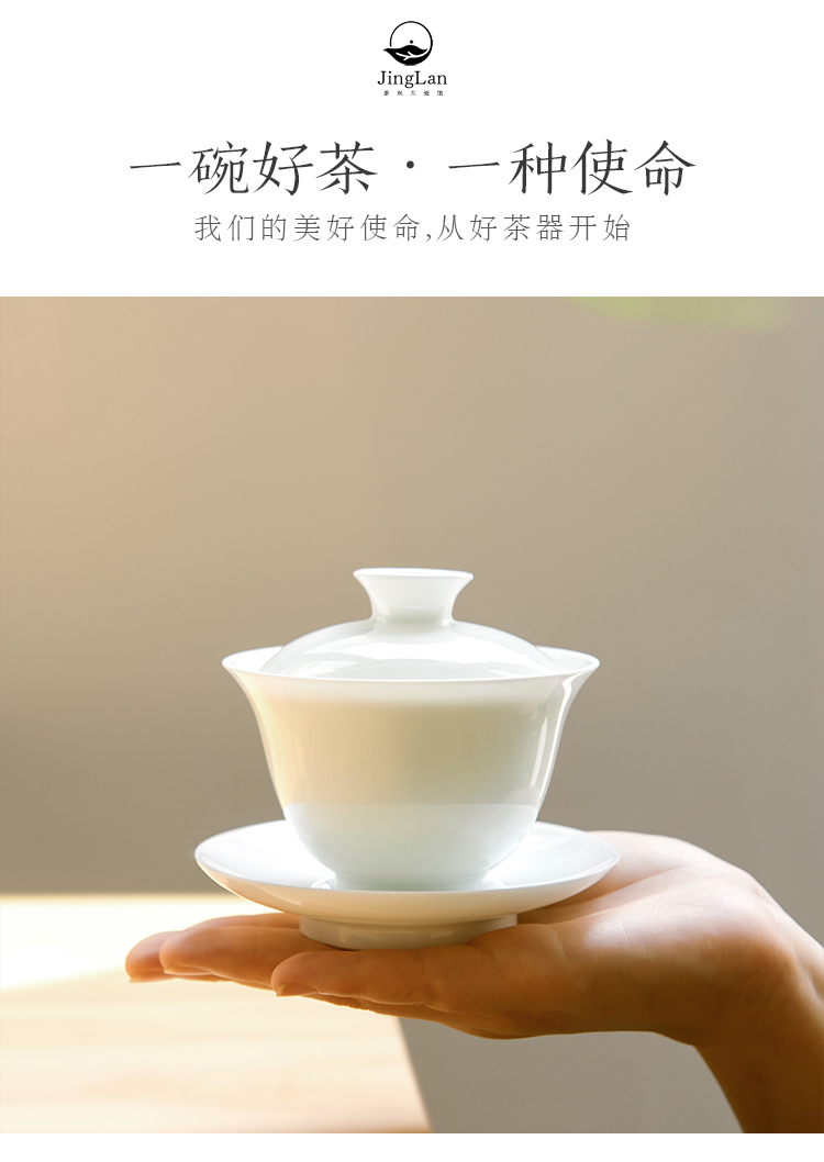 Good thing, jingdezhen manual tureen white porcelain cups kung fu tea set three tureen ceramic thin foetus to use