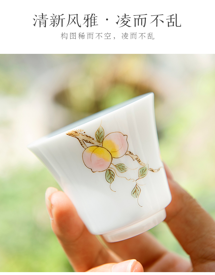 JingLan kung fu tea cups white suit household hand - made the master sample tea cup cup single jingdezhen porcelain cup